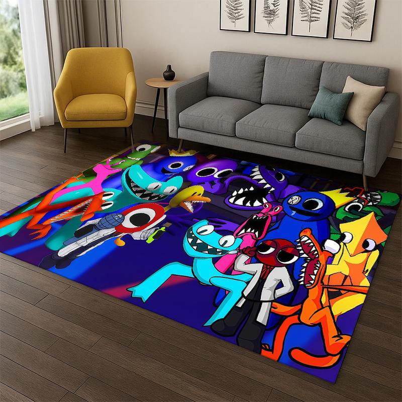 

3D R-Rainbows Friends Cartoon Game Carpet Rug for Bedroom Living Room Sofa Playroom Doormat Home Decor,Kid Area Rug Non-slip 40x60cm