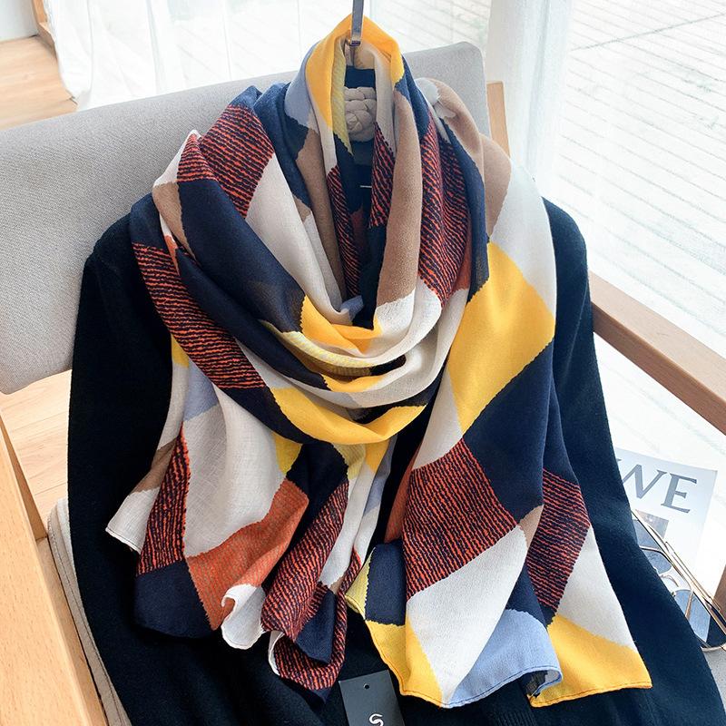 Cotton and Linen Scarf for Women In Autumn and Winter New Versatile Warm and Fashionable Letter Scarf Decorative Shawl