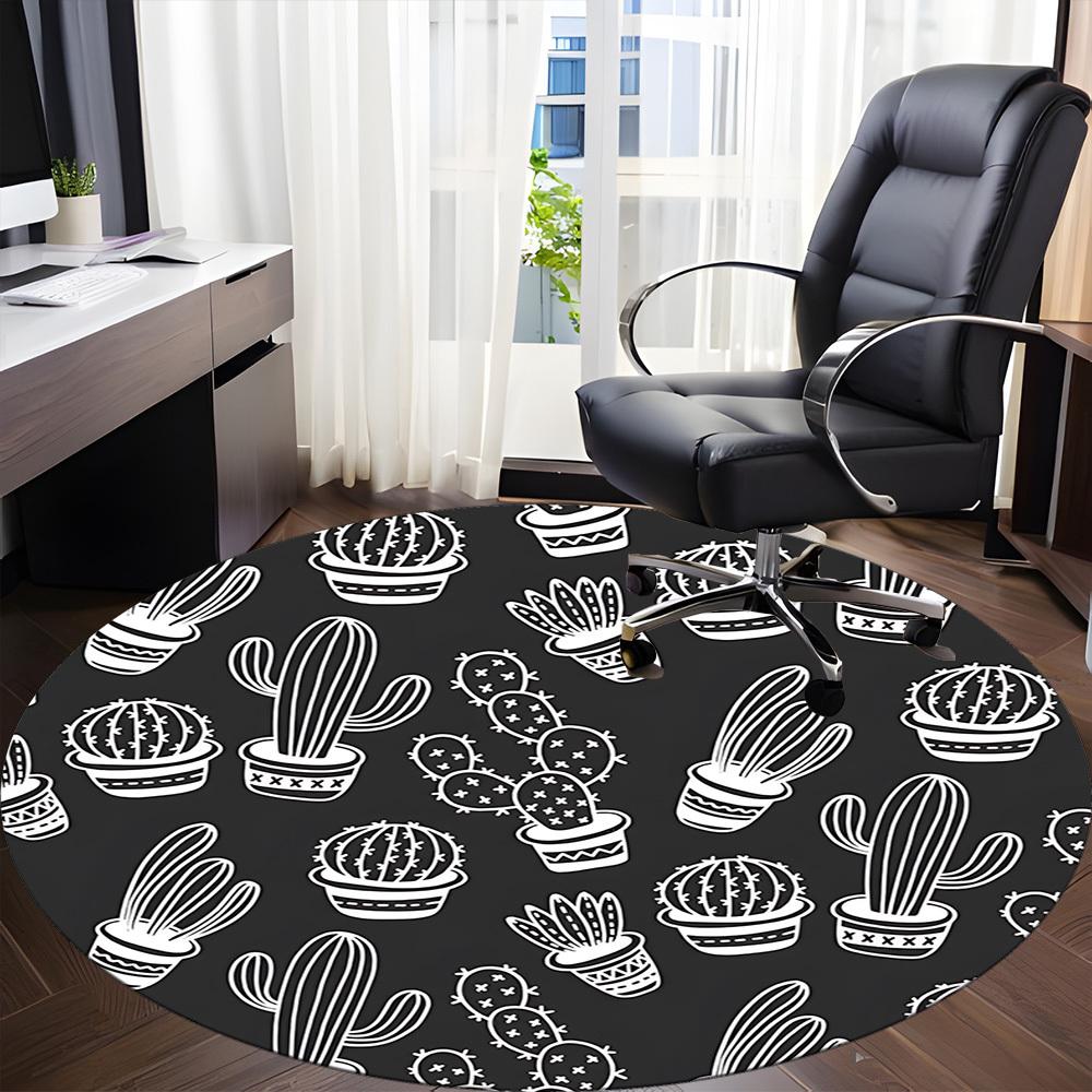 1PC Cactus Pattern Chair Carpet for Office, Indoor Non-Slip Washable Carpet, Soft Comfortable Mat For Office Room yy250930268