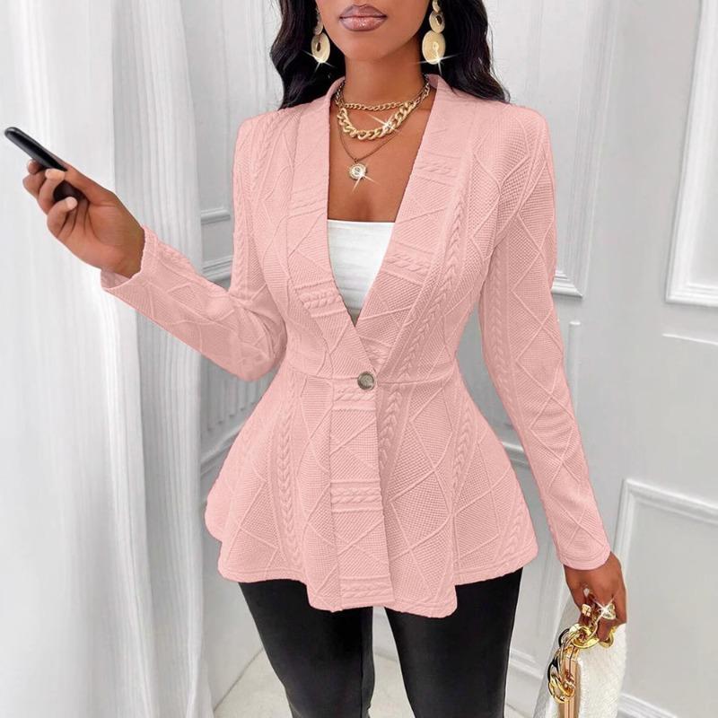 Autumn and Winter Women's New Thickened Jacquard Texture Single-button Slim Long-sleeved Jacket