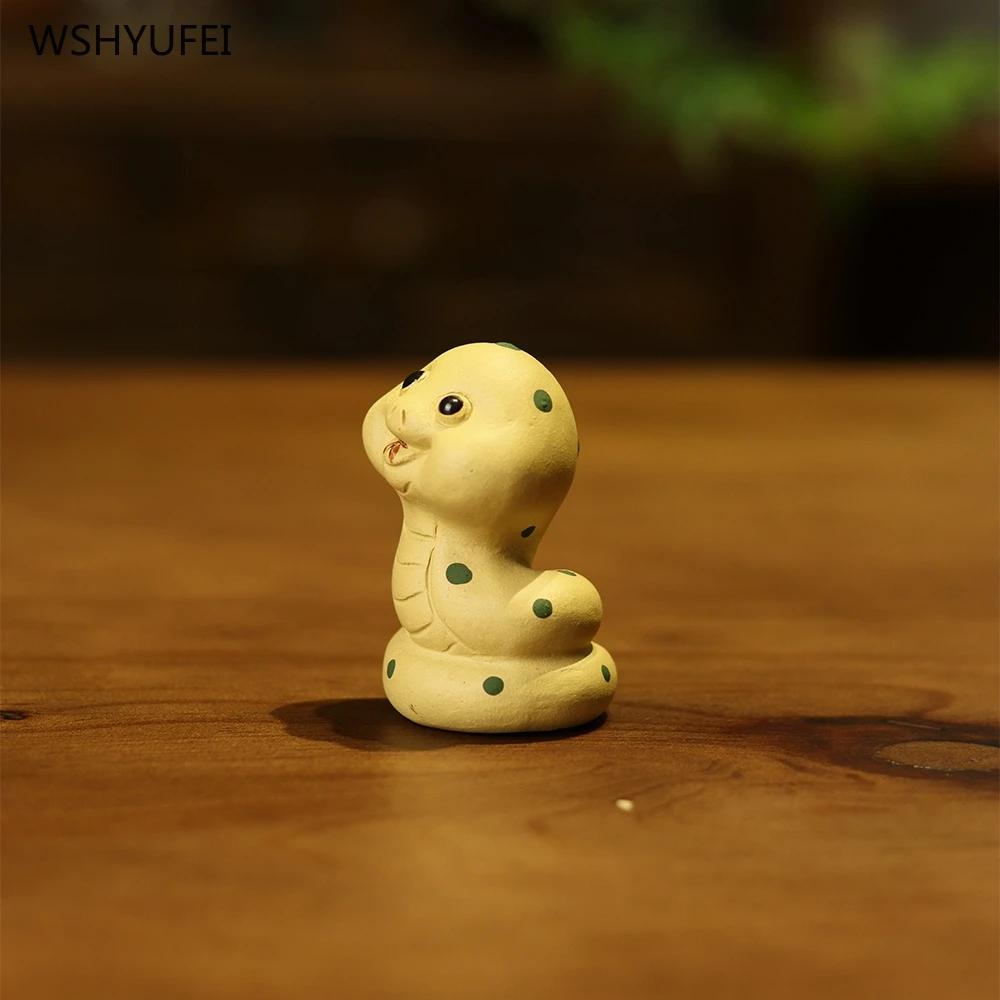 Purple Clay Pet Little Snake Handmade Cute Small Flower Snake Tea Set Accessories Tea Table Decorations Tea Playing 1pcs