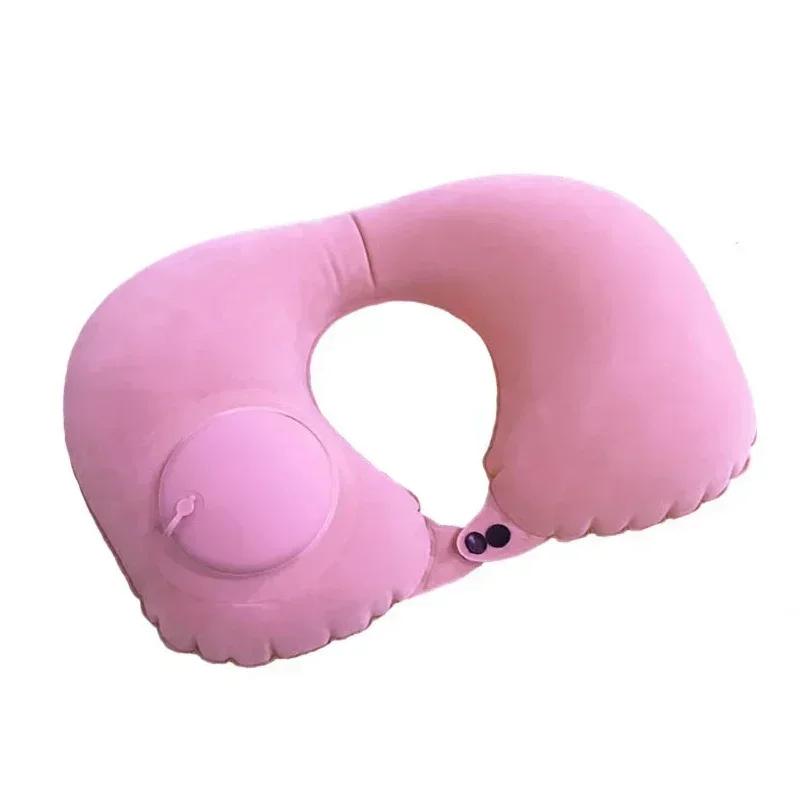 U-Shaped Inflatable Travel Pillow Air Neck Support Cushion Comfortable Sleeping Press-to-Inflate Neck Pillow for Journeys Amagi