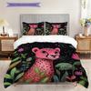 Juego de Colcha con Estampado de Pantera Rosa Funda de Colcha Funda de Almohada Decoración del Hogar Regalo de Cumpleaños (1 * funda nórdica + 2 * fundas de almohada, sin núcleo)