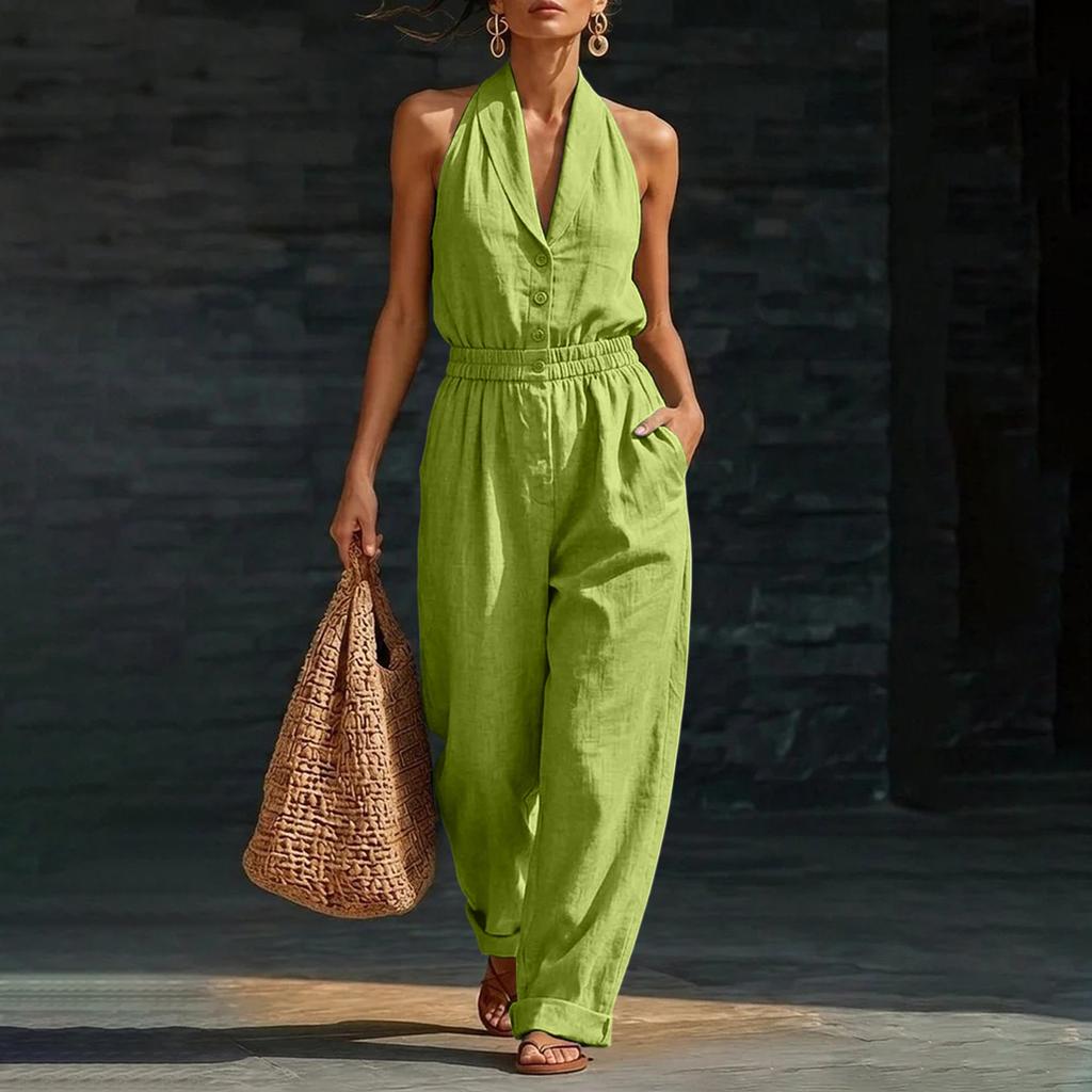 Damen Farbe, Eleganter Und Bequemer Ärmelloser Jumpsuit