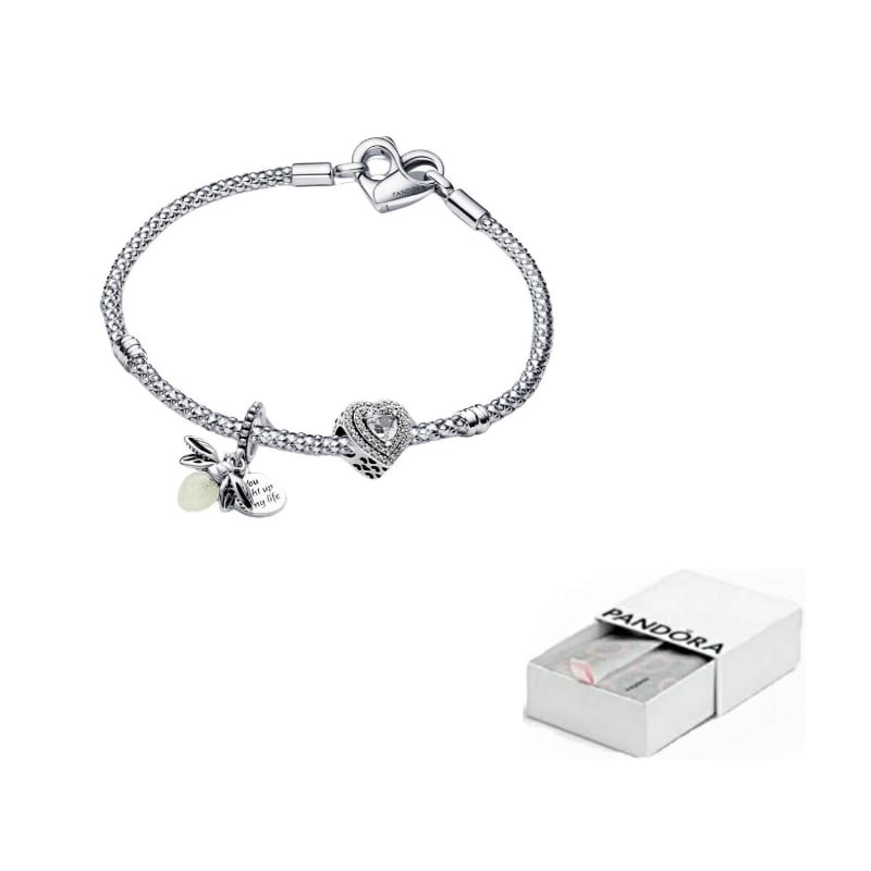 Pandora 925 Sterling Silver Glass Synthetic Cubic Zirconia Bracelets Women's Silver ZT2861
