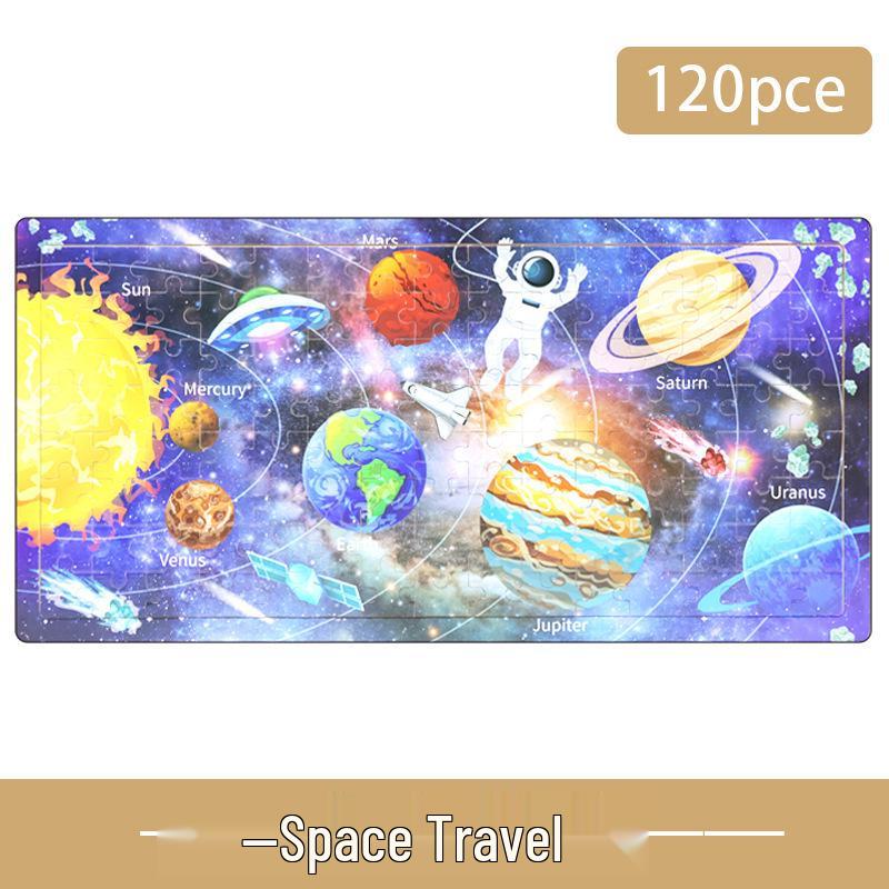 Wooden Animal Cartoon Jigsaw Puzzle Board - 30, 60, 98, 120-piece Toy for Early Childhood Education
