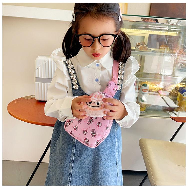 Summer new children's cartoon Labubu chest bag waist bag versatile crossbody bag travel lightweight storage bag