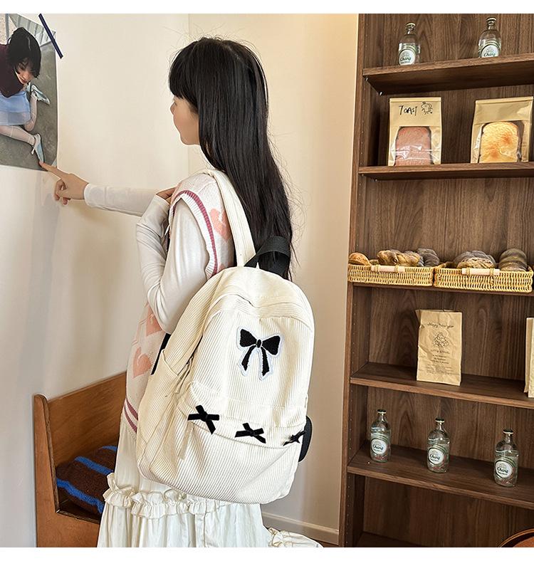 Japoński plecak szkolny z kokardą - stylowy plecak dla uczniów szkół średnich i wyższych