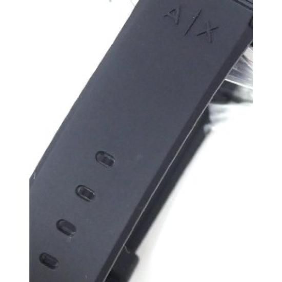 Open Box Armani Exchange AX4600 Classic Signature Quartz Watch – White Dial, Black Silicone Strap