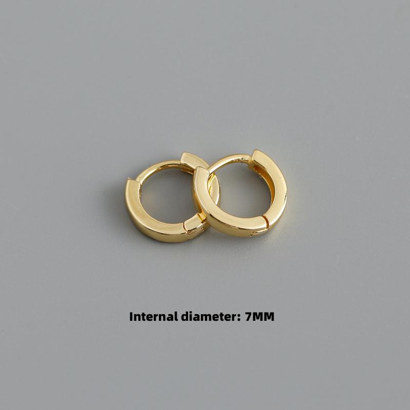 Gold Plated 925 Sterling Silver Hoop Earrings Women Trendy Ear Bone Perforated Design for Weddings