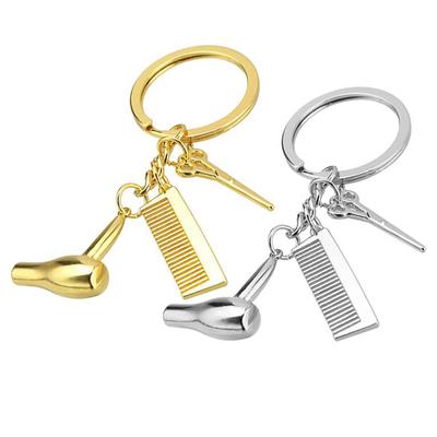 Hair Dryer Scissors Comb Pendant Simulation Key Chain