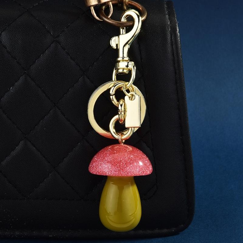 Cartoon Mushroom Keychain Car Key Holder Fashionable Keyring Pendant Bag Decoration for Stylish Women and Students
