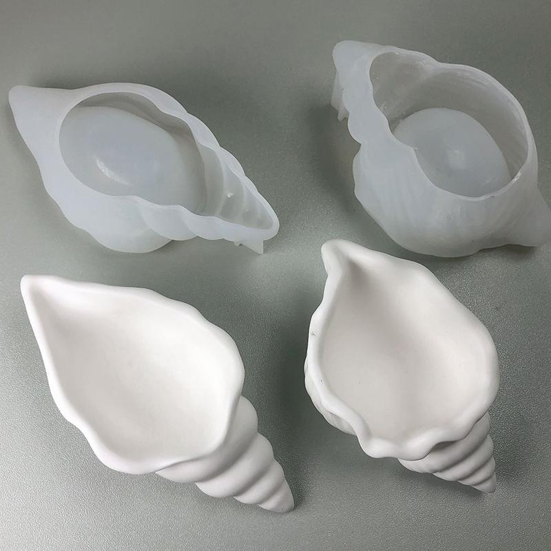 Mini Whelk Concrete Storage Tray Silicone Molds Conch  Candlestick Plaster Jewelry Display Tray Plate Resin Epoxy Mould