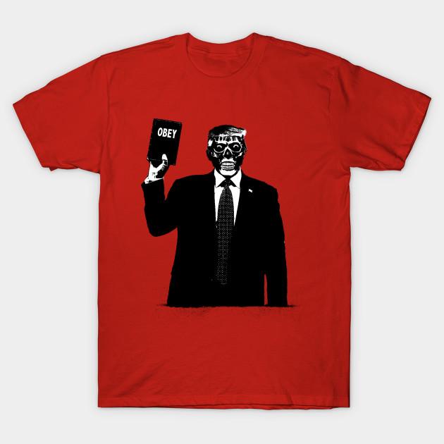 Men Black Print T-shirt They Obey No-Cut Transfer Paper Print Cotton Tshirt L красный
