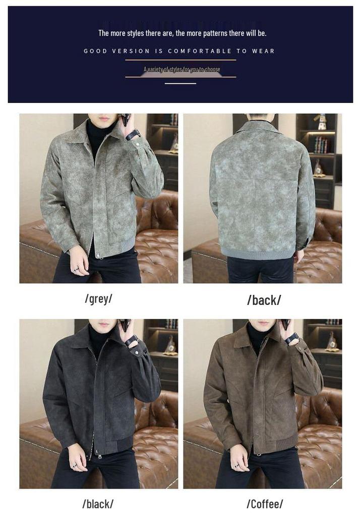 Men's Retro Green Leather Motorcycle Jacket - Summer Trendy Lapel Design