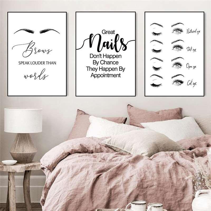 Ögonbryn Naglar Salong Skönhet Smink Modern Väggkonst Dukmålning Nordiska flickskor Affischer och utskrifter Bilddekor HD3153