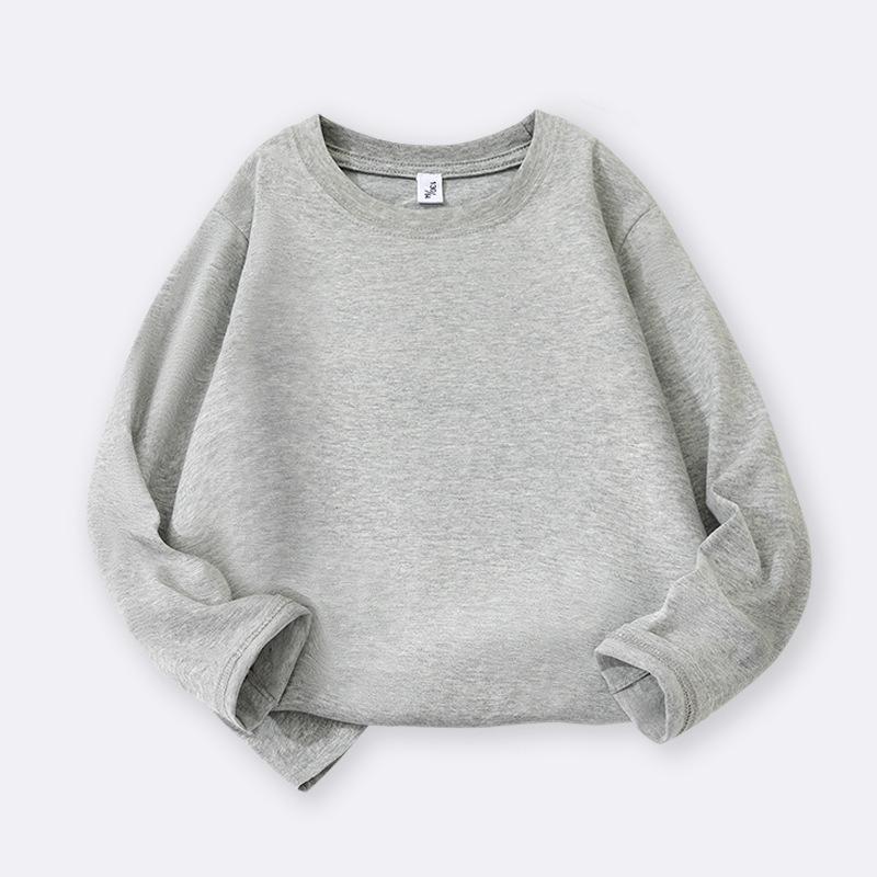 Kids' Solid Color Long-Sleeve Cotton T-Shirt for Boys & Girls, Customizable Base Layer for Older Children