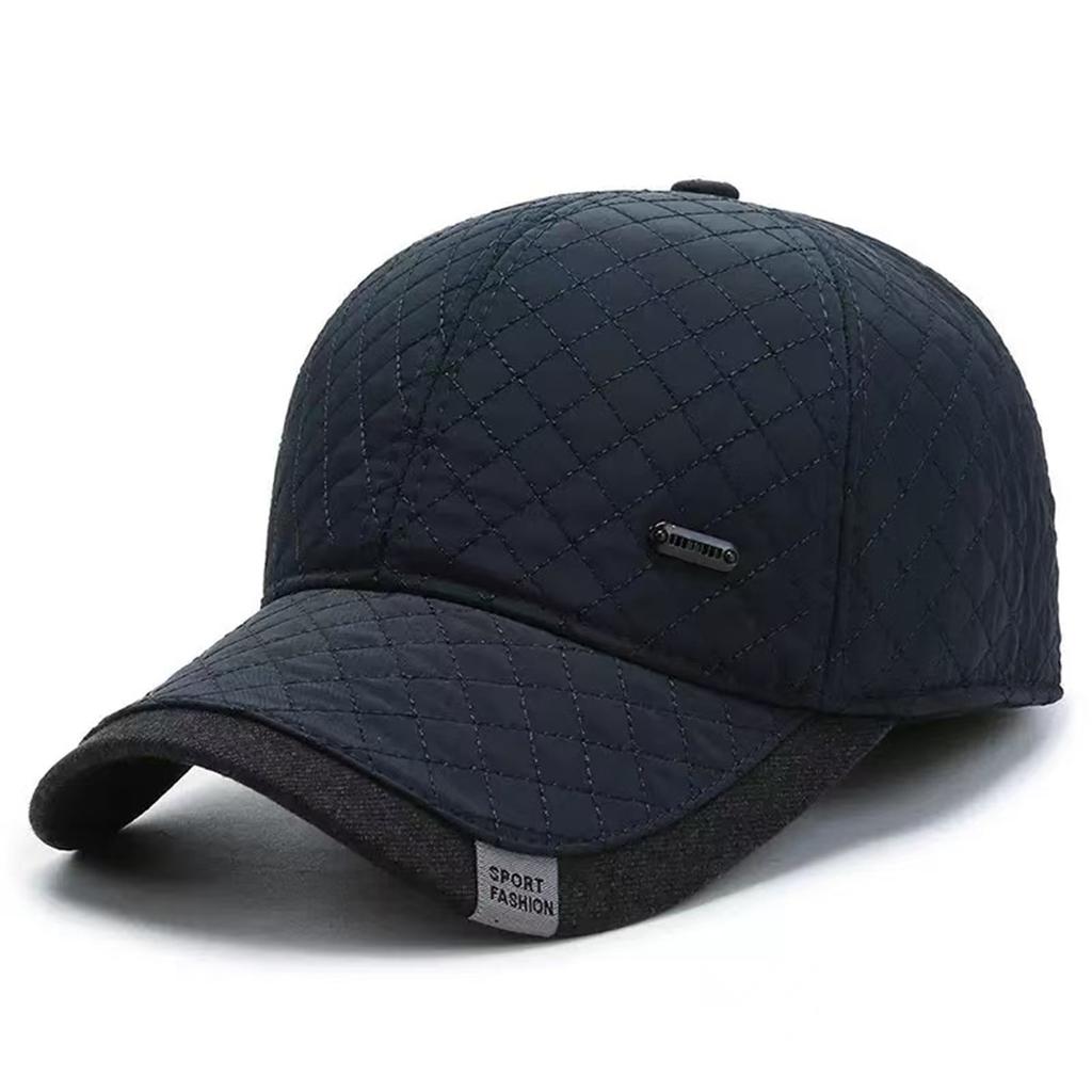 Fashion Diamond Grid Ear Protection Baseball Cap Winter Middle-aged and Elderly Warm Hat Leisure Travel Outdoor Hats Golf Caps