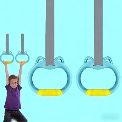 Gymnastics Rings Set with Straps - Pull Up Rings for Home/Playground Exercise, Includes Drawstring Bag for Gym Training