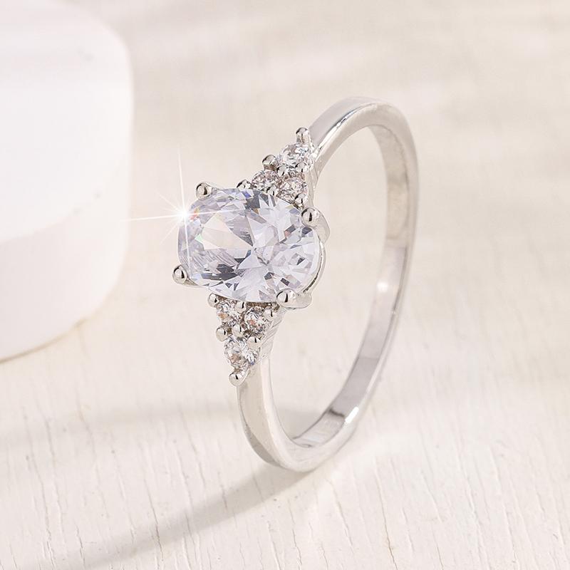 925 Silver Plated Fashion White Cubic Zirconia Rings For Women Wedding Statement Fine Jewelry Party Gift