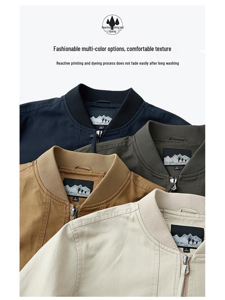 Men's MA-1 Pilot Jacket: Spring/Autumn Motorcycle Coat, Plus Size, Solid Color Military Flight Uniform