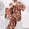 Cotton and silk family 1011 new cotton silk pajamas women's spring and autumn loungewear suit women can wear casual long-sleeved trousers