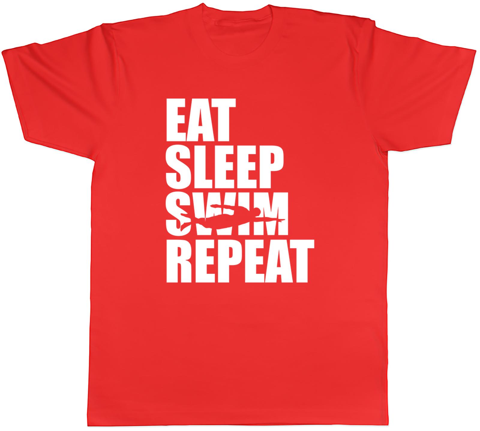 Eat Sleep Swim Repeat Unisexs TShirt Funny Swimming Tee Gift S