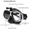Snorkeling Mask with Action Cam Mount Dry Snorkel Set Comfortable Silicone Diving Goggle for Travel Easy Breathing