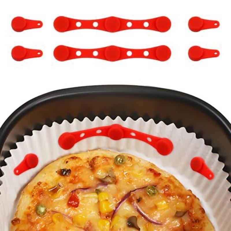 Heißluftfritteusen-Magnet mit Silikon-Schnalle zum Fixieren von Heißluftfritteusen-Backpapier-Einlagen, Tragbare Haushalts-Fixierwerkzeuge, Küchenhelfer