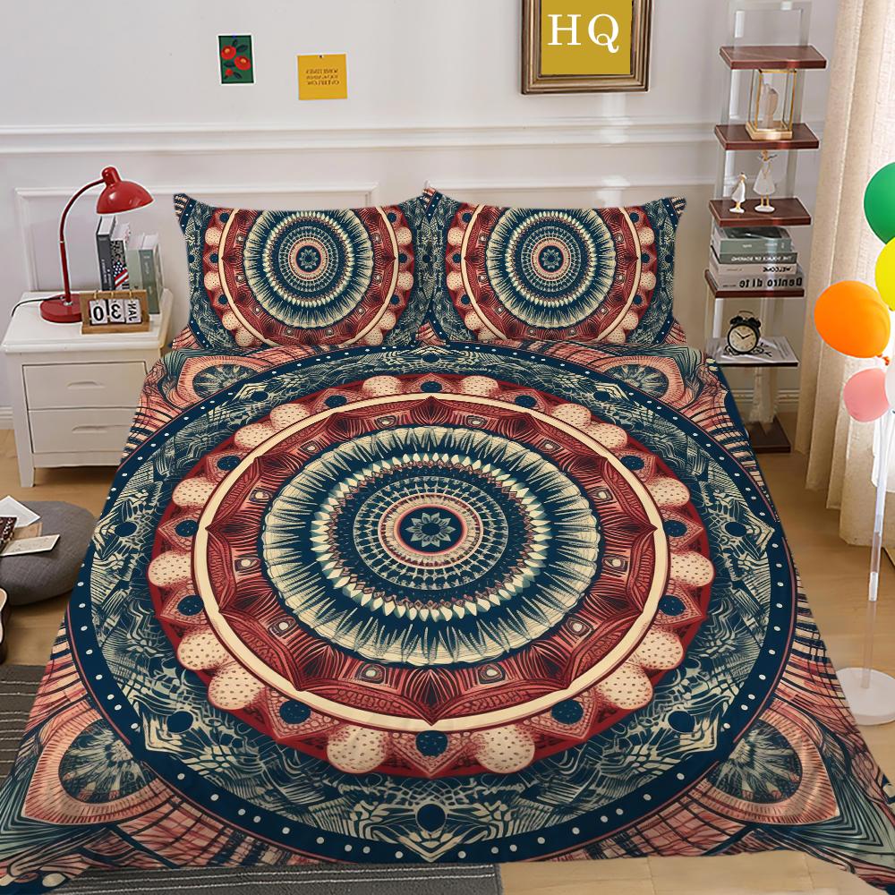 Set cuvertură pilote cu imprimeu Datura Bărbat Femeie Husă de pat Costum Queen Size Poliester Moale Textile pentru Casă