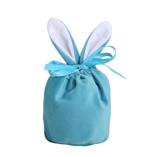

Пасхальный мешочек для конфет Супермягкий дизайн с кроличьими ушками Тонкая текстура Невыцветающий Устойчивый Декоративная ткань Мешочек для хранения конфет в виде пасхального кролика синий