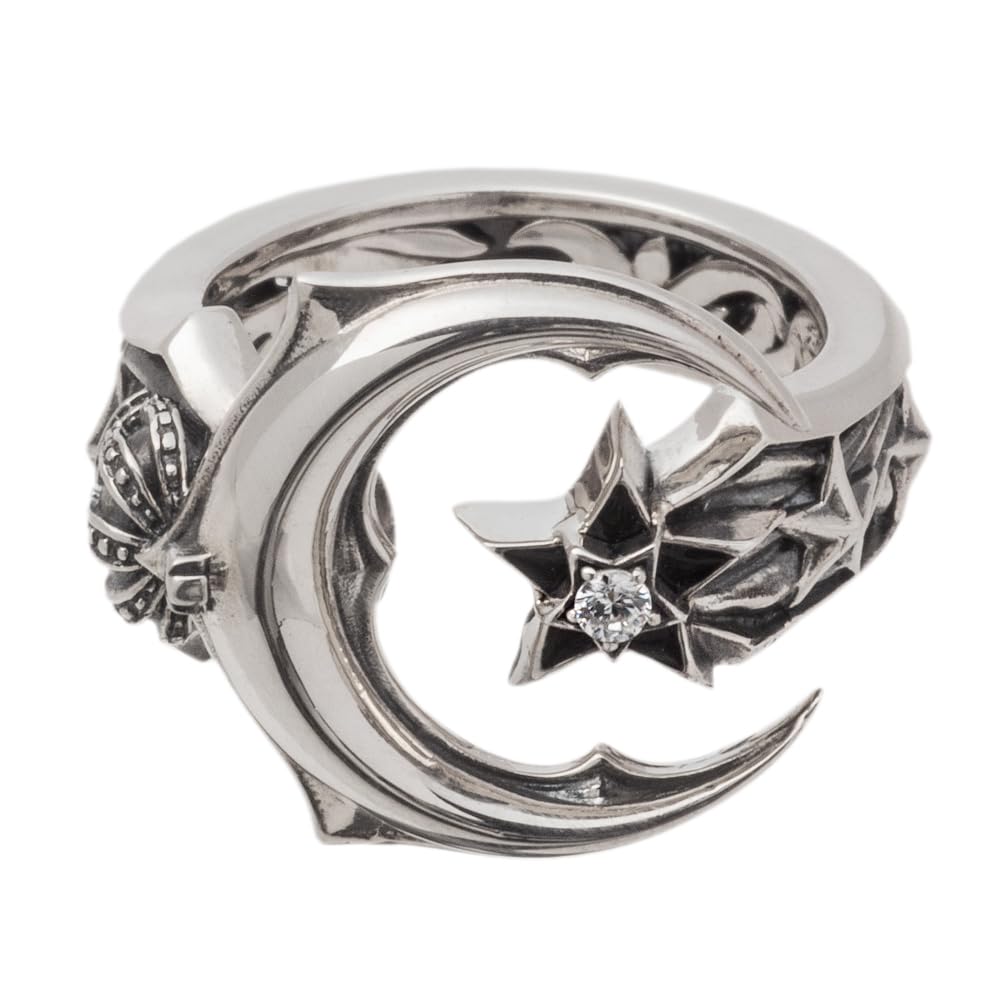 Artemis Kings Crescent Moon Free Size Silver Brand Silver 925 Ring, (AKR0071), Men's Accessory, Jewelry, Ring,