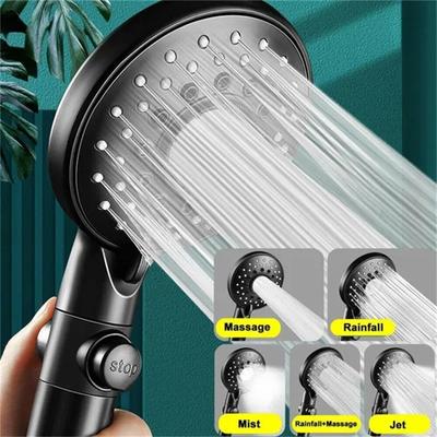 Handheld Shower Head High Pressure Water Saving Adjustable 5 Modes One-key Stop Water Massage Filter Shower Head Bathroom Shower