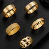 Versatile Men's Stainless Steel Ring: Real Gold Plated, Non-Fading, Fashionable Jewelry.