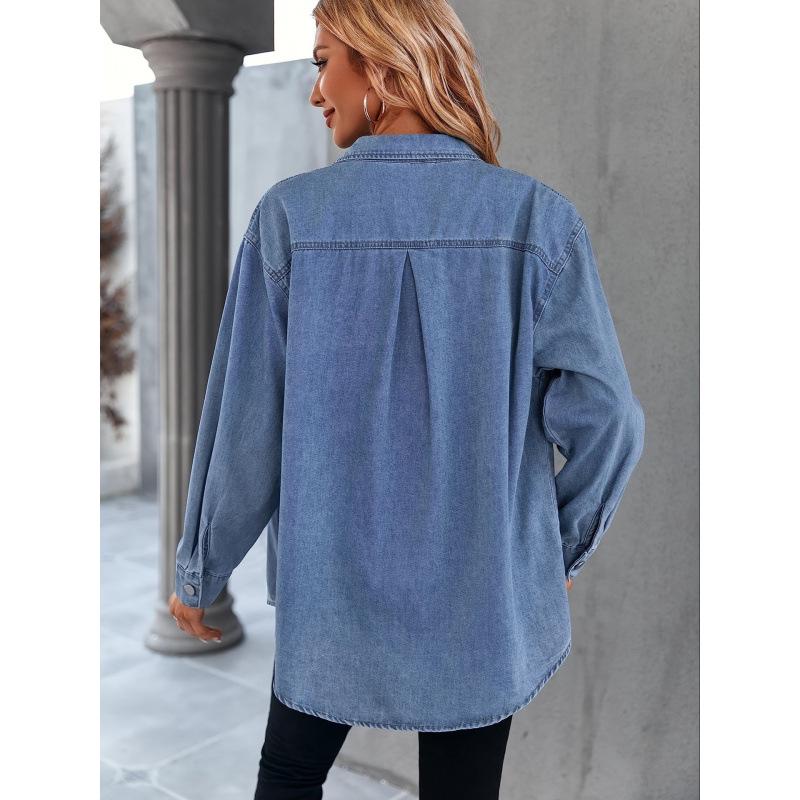 2026 New European & American Women's Casual Denim Boyfriend Shirt Jacket