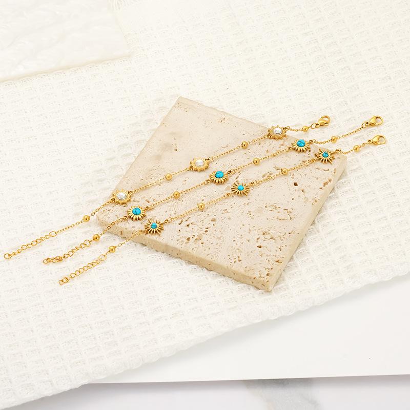 Sunflower Plated Blue Turquoise Zircon High-End Simple Jewelry Bracelet