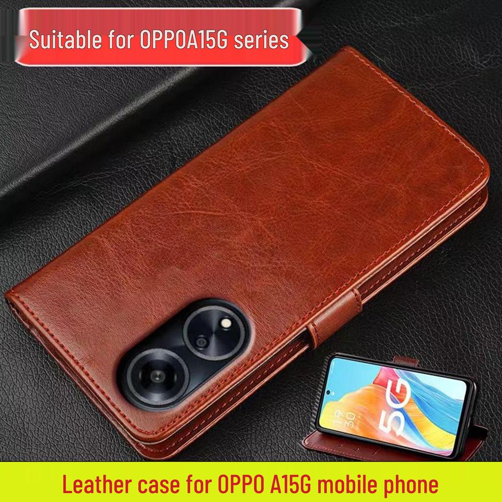 Compatible Flip Leather Case with Crazy Horse Pattern for OPPO A1, iPhone 14 Pro, XR, and Xiaomi 6