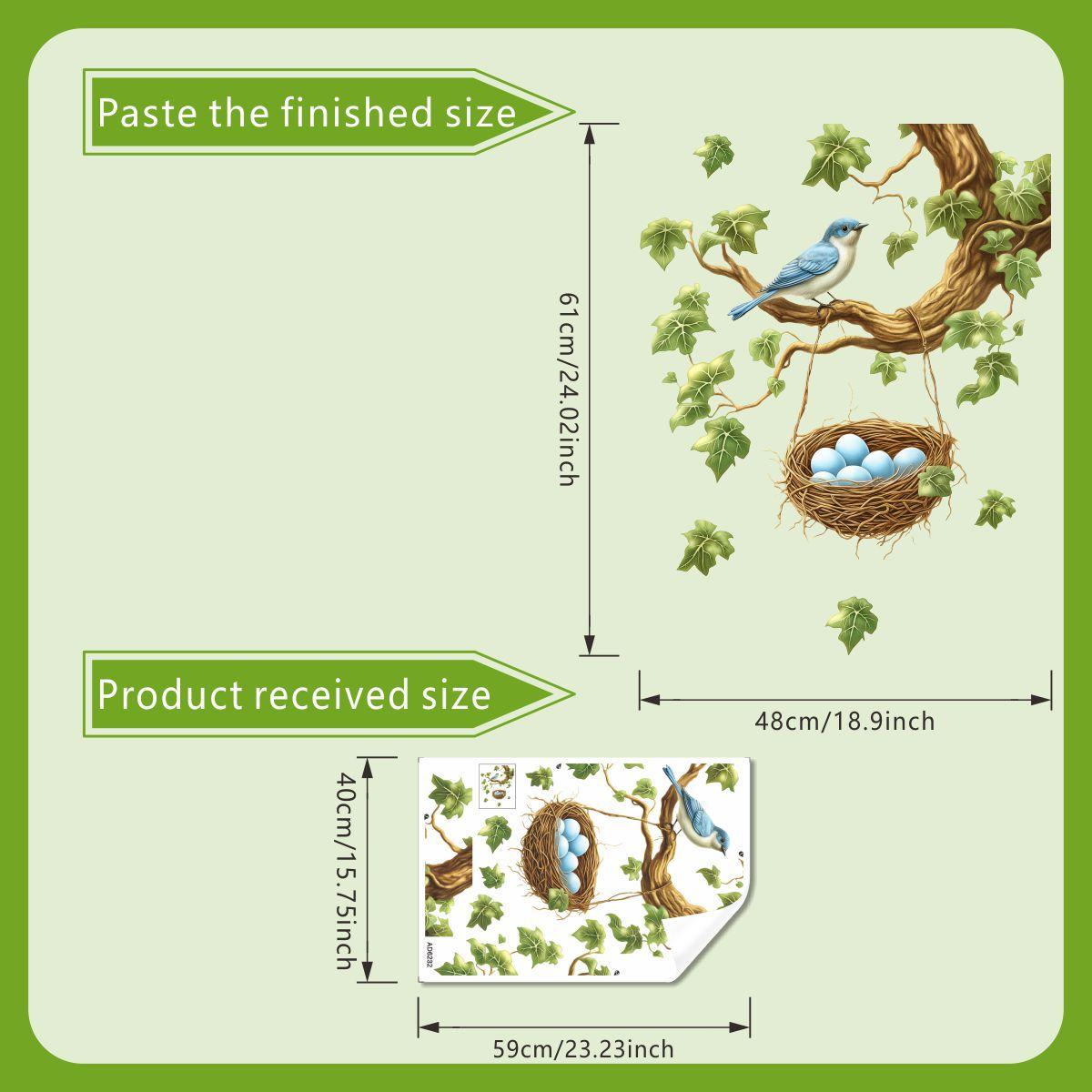 

Hand-painted Flower Bird s Nest Window Stickers, Living Room Balcony Glass Decoration Stickers, Window Beautification Stickers 40*60cm