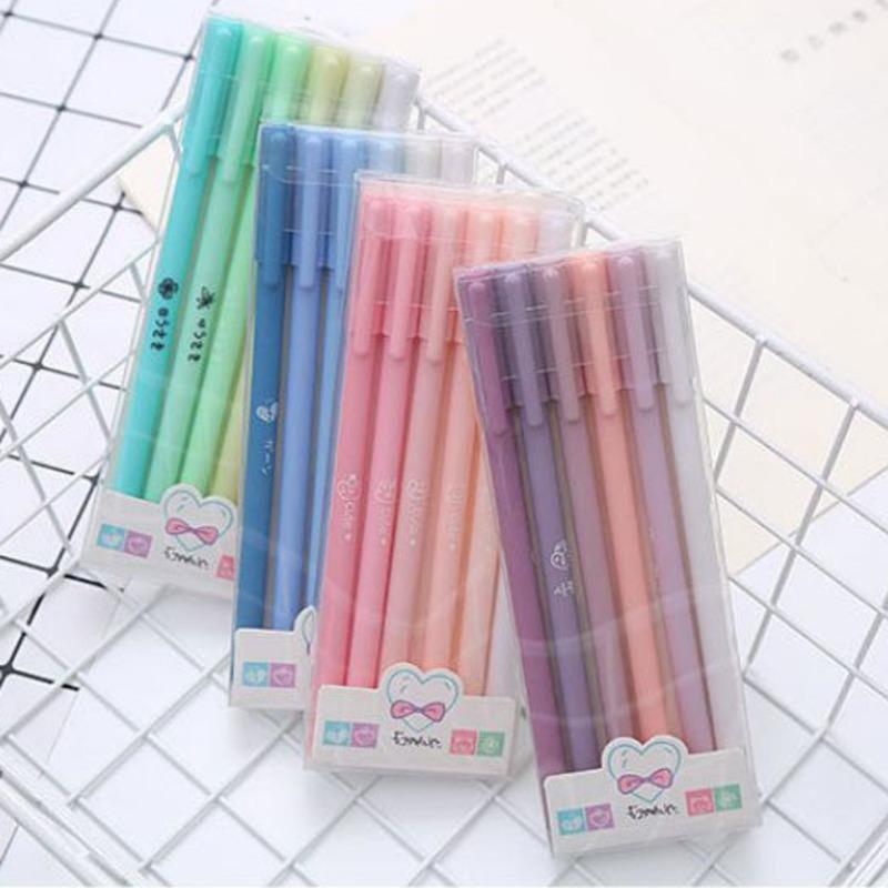 1 Box Stationery Cute Morandi Color Gel Pen Creative Press Office Gift School Supplies Stationery Kawaii Pens