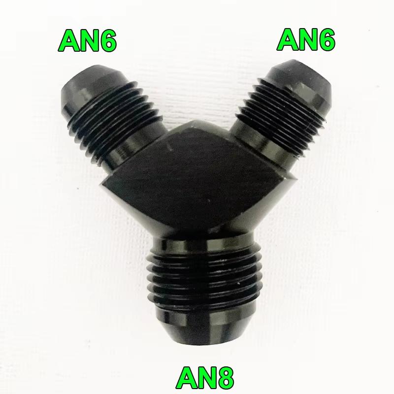 Tee Oil Pipe Joint , Block Y Adapter Fittings Adaptor Male Thread AN4 AN6 AN8 AN10 Aluminium Fuel Oil Hose Fitting Pipe Joint