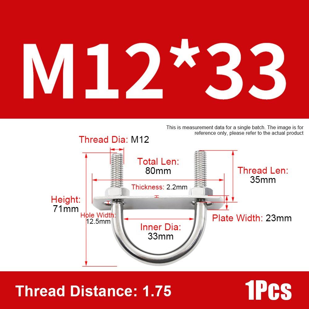 1Set 304 Stainless Steel Pipe U-clamp Screws Right Angle U-bolt Durable Round Bolt  for Round Tube