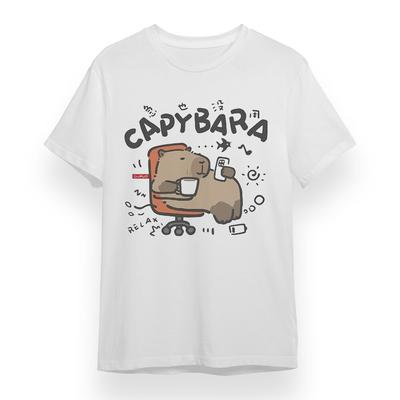 Damen T-Shirt Mit Capybara Relax Grafik Unisex 100% Baumwolle Übergröße T-Shirt