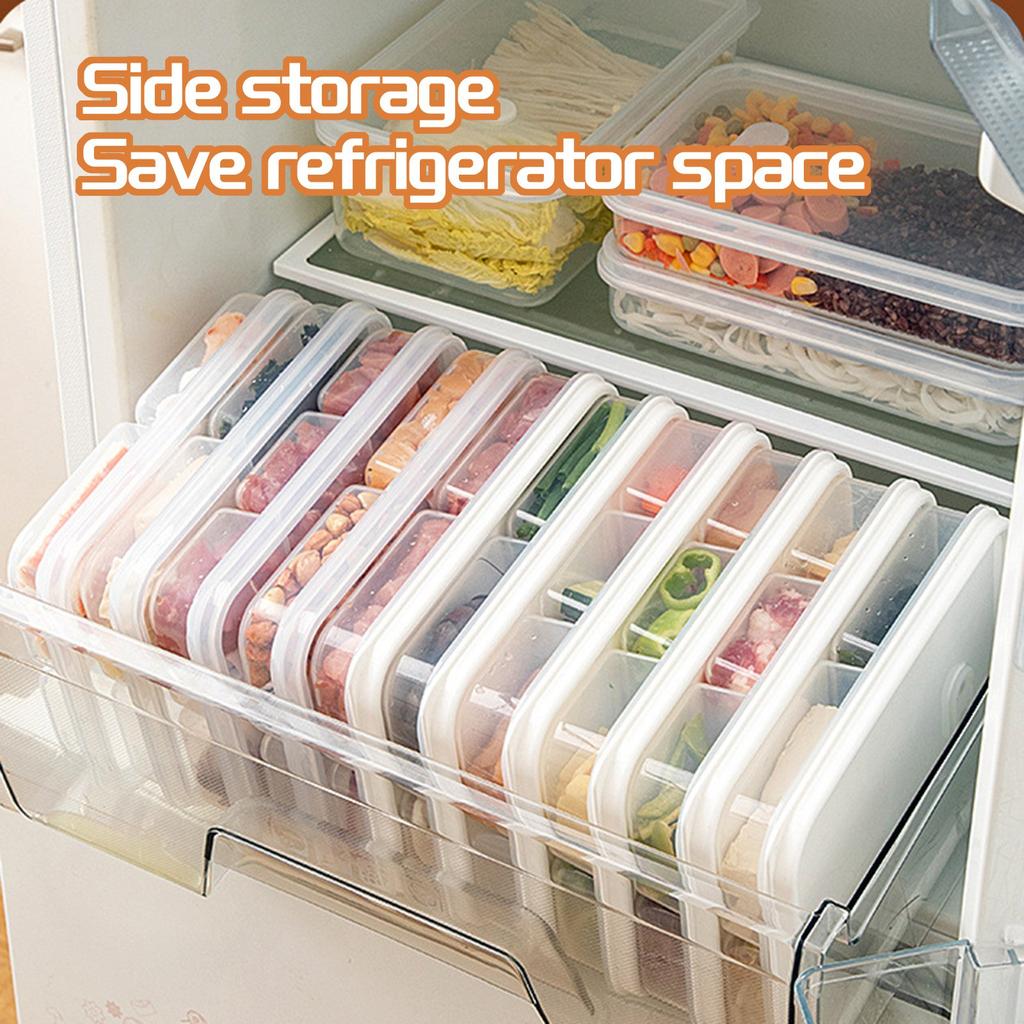 Kitchen Refrigerator Storage Container Four Compartment Food Organizer Box with Airtight Lid Durable Plastic Material for Freshness Preservation