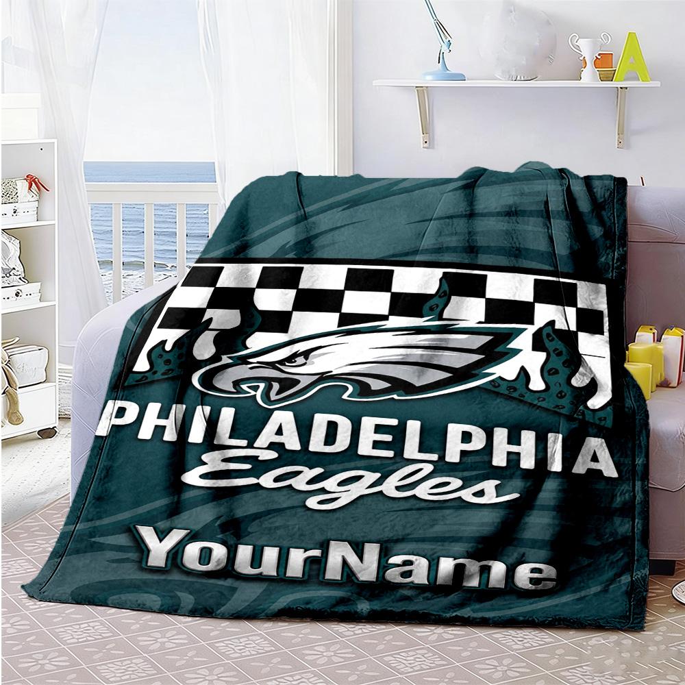 Philadelphia Eagles Personalized Text Blanket Cozy Personalized Blanket Comfortable Throw For Livingroom Office Sofa Living Room Ideal For All Seasons