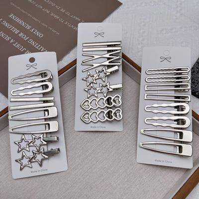 Silver Spicy Girl Side Bangs Hair Clips Set - Celebrity-Inspired Bobby Pins