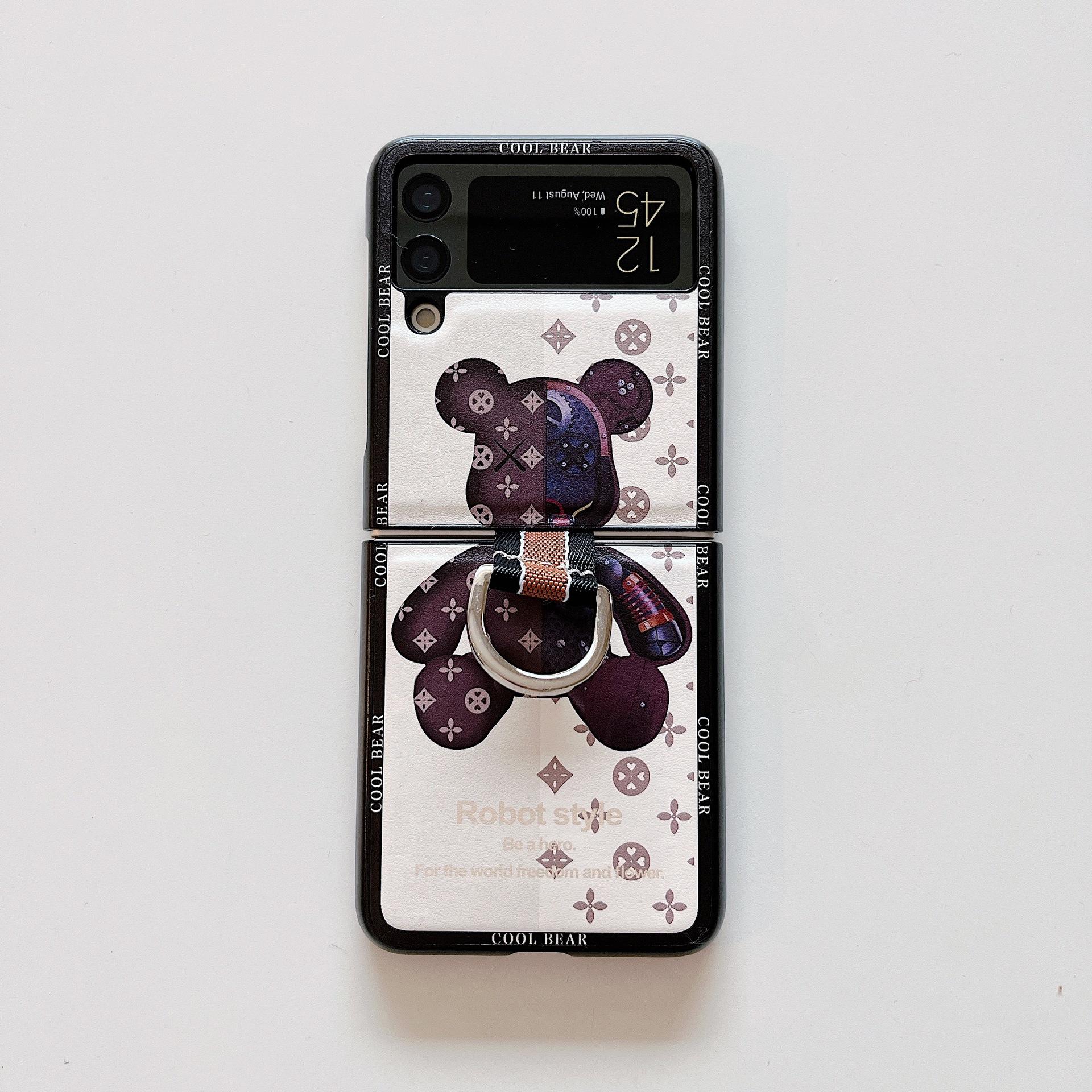 

Подходит для версии Samsung ZFlip45G Кожаный чехол для мобильного телефона с кольцом для отпечатка пальца Чехол для защиты от падения со складным экраном Противоскользящий Huawei P50-pocket