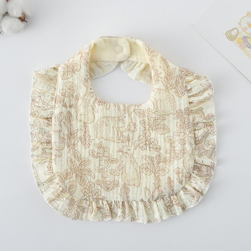 Ruffle Baby Drool Bibs: Pure Cotton Printed Lace Bibs