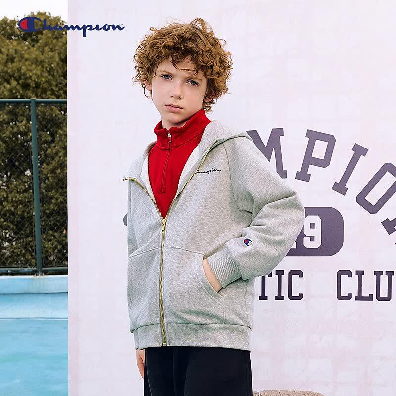 Champion Kids' Cotton Embroidered Hooded Zipper Sweatshirt