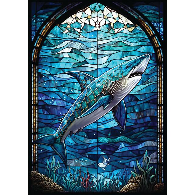 Stained Glass Animal Dragon Bird Shark Prints Poster Canvas Painting Modern Wall Art Pictures For Living Room Bedroom Home Decor