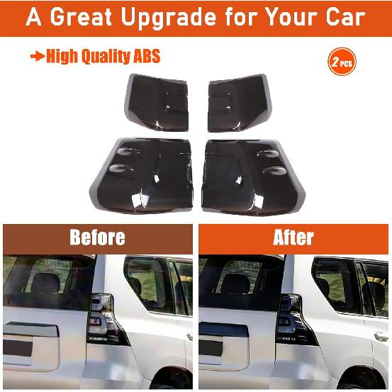 

Tail Lamp Light Cover Trim Compatible with Toyota Land Cruiser Prado 150 LC150 2018-2022 Accessories, ABS Smoked Black Rear Taillight Cover Exterior